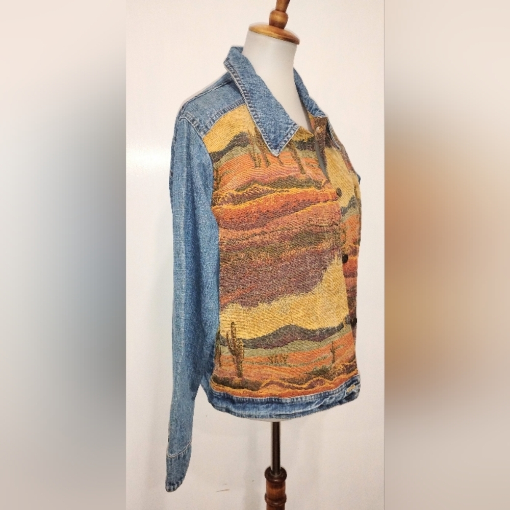 RETRO DESERT SCENE DENIM JACKET - Picture 2 of 11